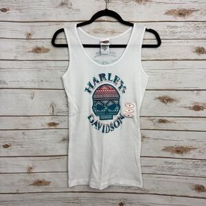 Harley Davidson White Graphic Skull Tank Top NWOT